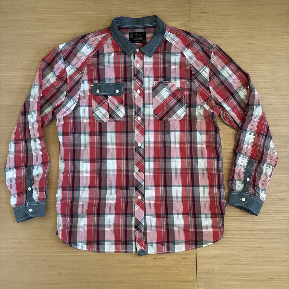 Marc Ecko Cut & Sew Men's Size 2XL Button Up Long Sleeve Plaid Shirt
